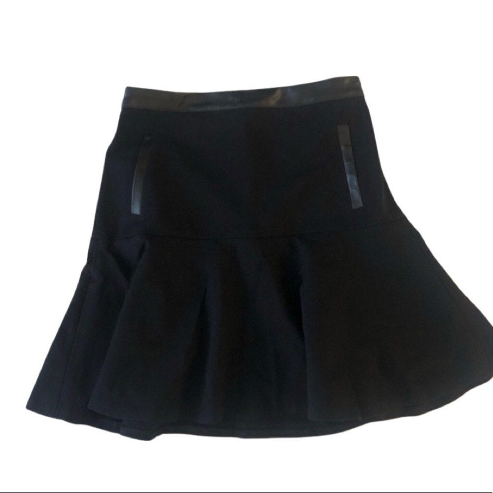Club Monaco Fluted Skirt with Leather Detailing